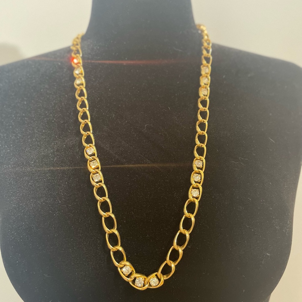 FauxGold Chain Necklace with Crystal Accents